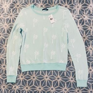 Wildfox Sweatshirt, Size small, Teal palm tree